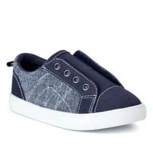 Wonder Nation Toddler Chambray Lace-less Canvas Navy Blue Sneakers Size 6